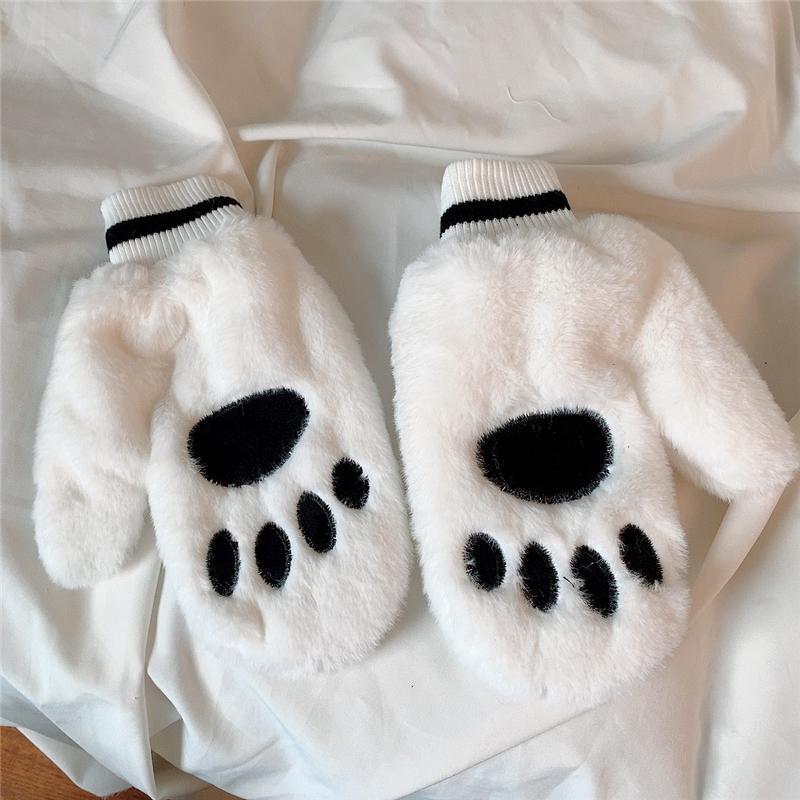 卡通猫爪手套女秋冬季可爱韩版加绒学生冬天保暖骑车情侣毛绒