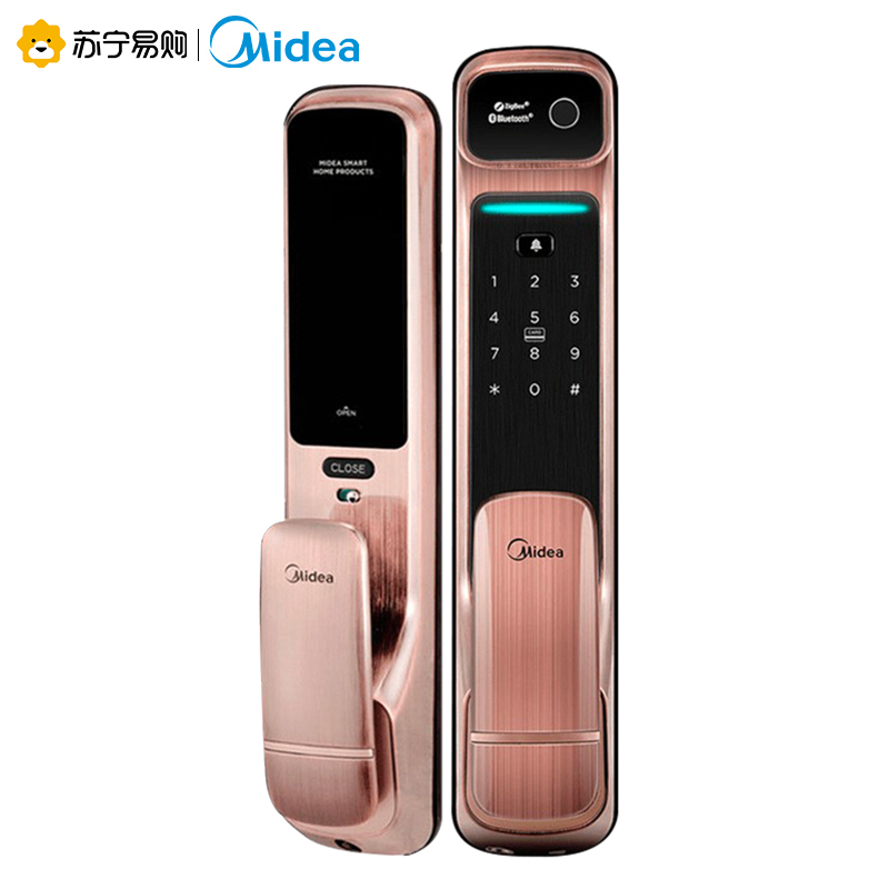 美的(Midea)全自动智能指纹锁 推拉式开门app远程管理密码划卡家用电子锁 BF500(包上门安装+三年保修)