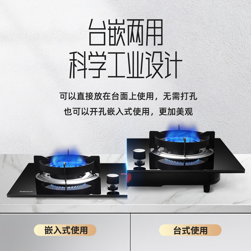 真情好太太燃气灶双灶家用天然气 4.8kW猛火灶具 台式嵌入式煤气灶双灶 HTT-R02A 天然气(不含安装)