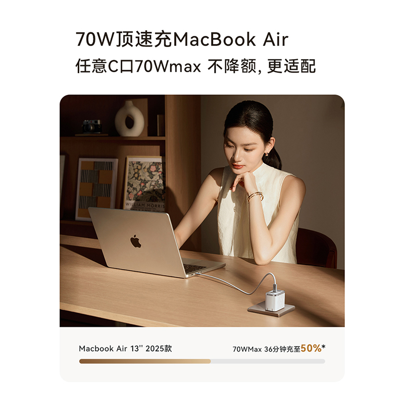 Anker安克安心充Ultra70wMacbook充电器65w氮化镓iphone16手机PD快充头45W多口适用粉色高清大图