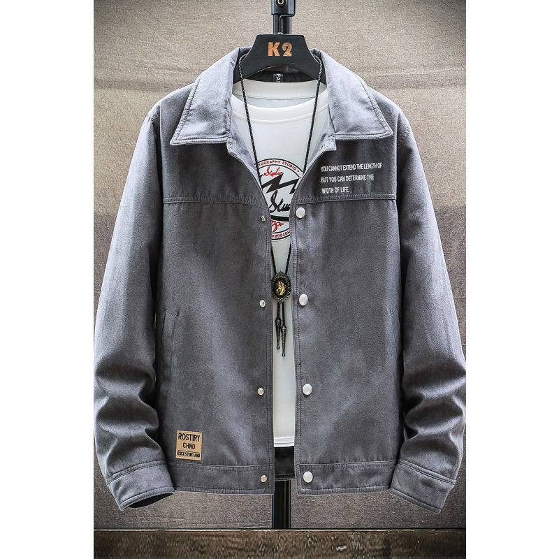 南极人麂皮绒牛仔外套男士春秋季潮牌宽松衣服秋冬款工装夹克男装