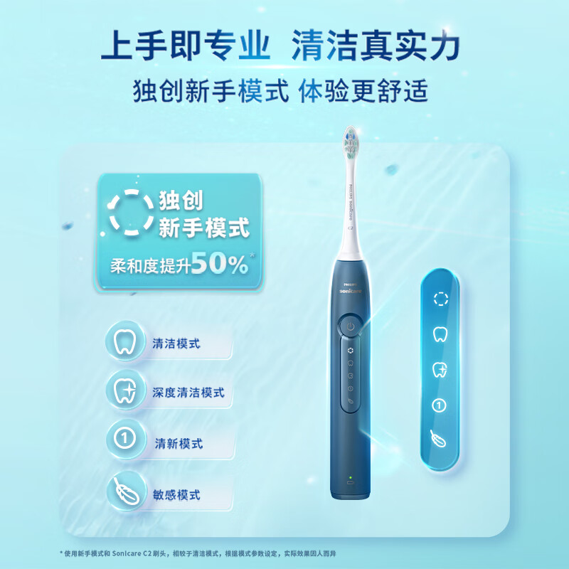飞利浦(PHILIPS)Sonicare 电动牙刷钻石3系 6730升级生日礼物 HX5181/02 星云蓝高清大图