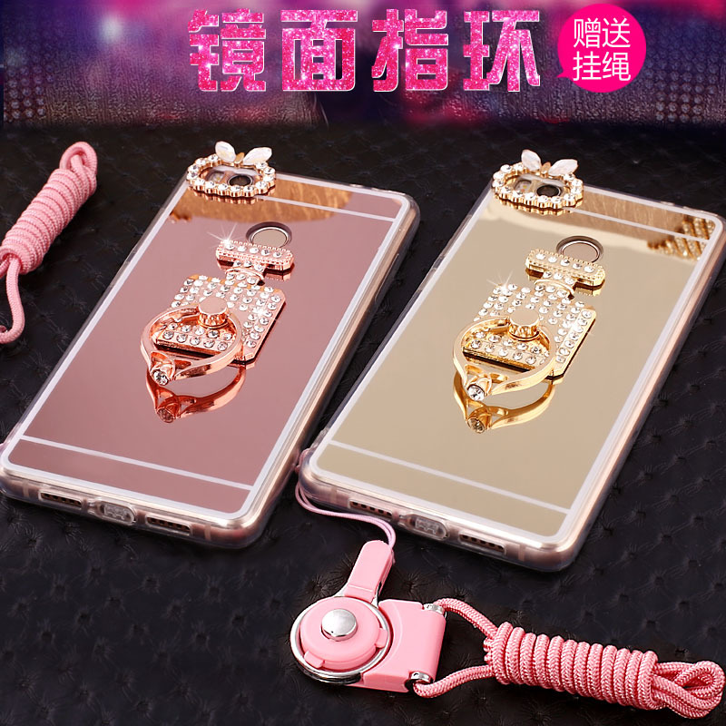 小米4S手机壳M4S保护套mi4S送挂绳自带防尘塞指环支架镜面软壳女