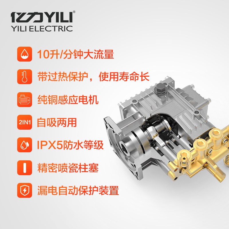 亿力 YILI 商用洗车机 感应电机 高压清洗机车用洗车机 汽车用品 1600W YLQ7520G-Plus 220v