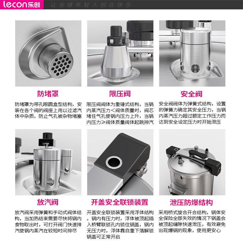 乐创( lecon) 商用高原压力锅 304不锈钢高海拔户外高压锅燃气适用 18L LC-J-YL18
