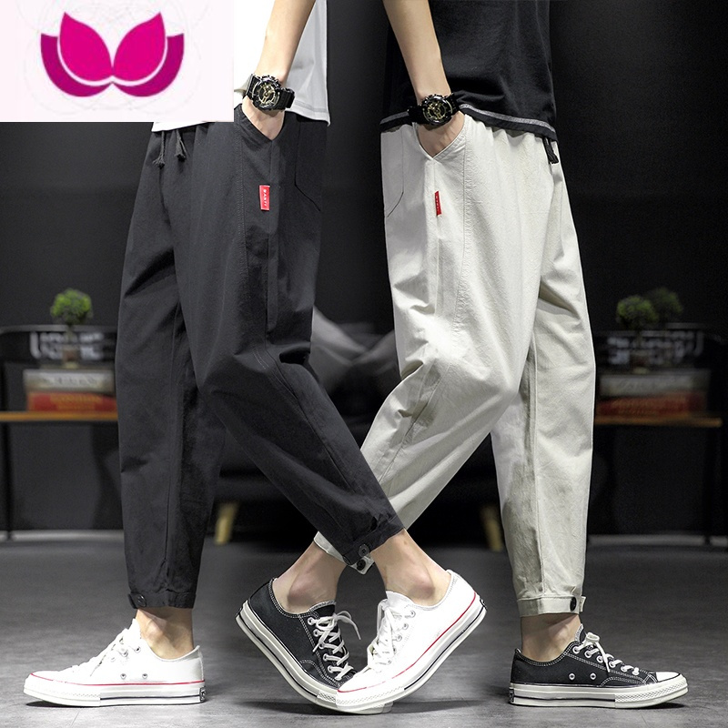 七斓男士工装休闲裤夏季薄款男裤宽松大码男装男生痞帅夏装九分裤子男