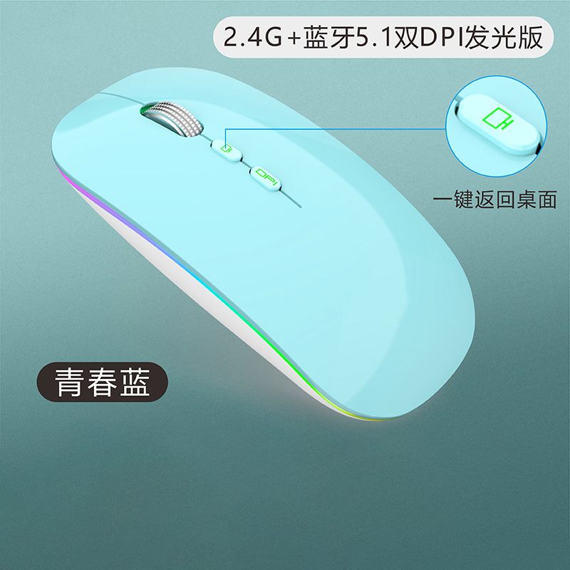 [iPad手机都能用]充电无线鼠标 蓝牙双模鼠标 女生可爱台式笔记本通用联想华为华硕惠普无线鼠标高清大图