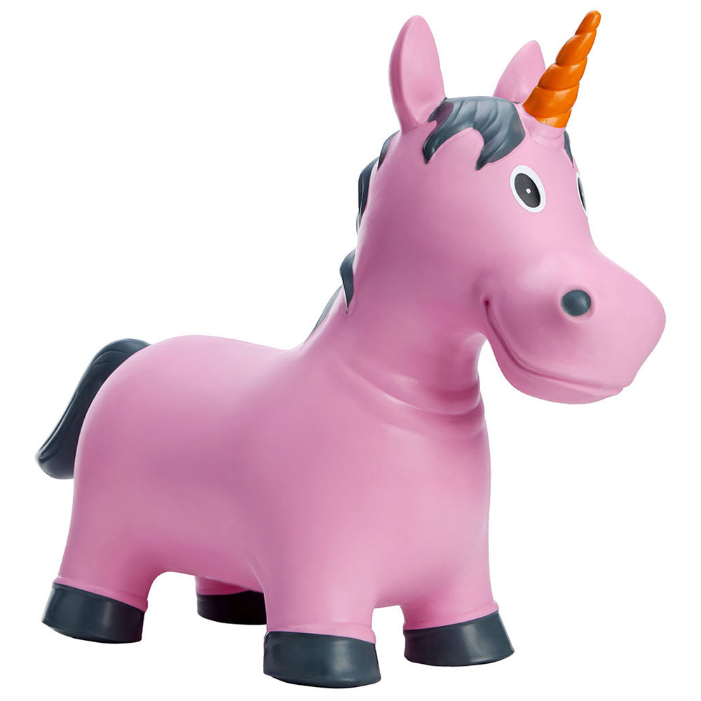 巴比精灵环保无毒儿童生日礼物充气玩具坐骑跳跳马粉色独角兽加大加厚