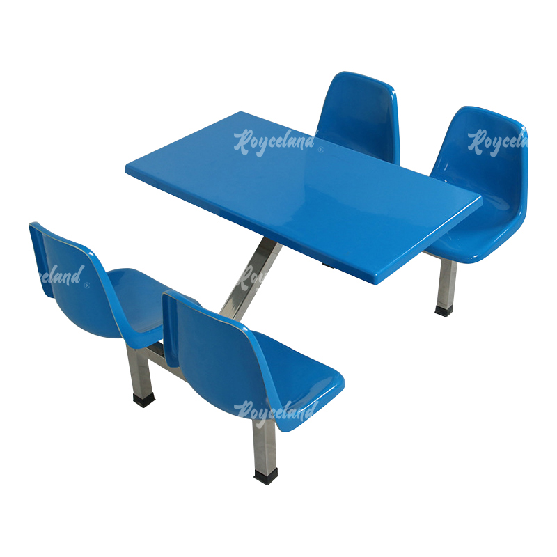 洛诗莲 LSL4040853玻璃钢餐桌椅组合食堂连体餐桌椅不锈钢架靠背款