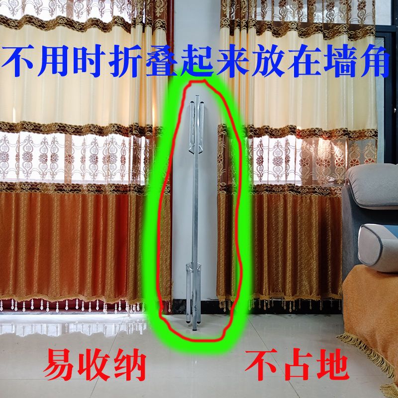 折叠单杆晾衣架子阳台室内落地伸缩卧室简易室外晒被凉衣服挂家用|长1.8高1.4m加厚加固送十防风扣
