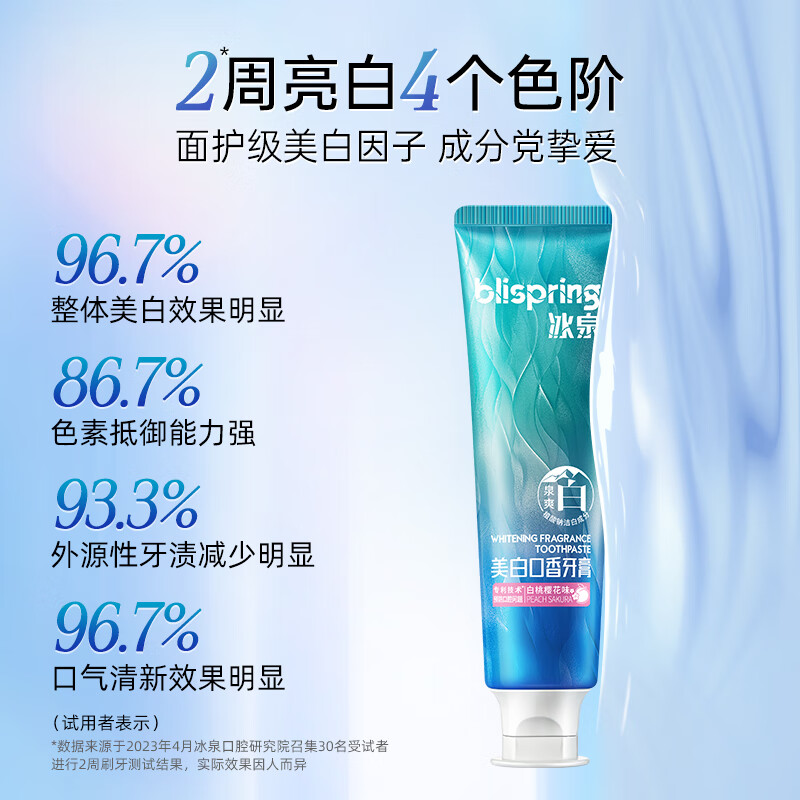 冰泉(blispring)美白牙膏套装 深层美白去烟渍亮白牙齿清新口气 3支360g 家庭装