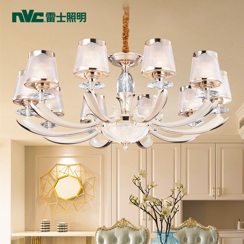 雷士照明(NVC) 吊灯 客厅吊灯 轻奢欧式吊灯后现代美式吊灯 瓷白烤漆客厅灯餐厅灯 灯具灯饰 水晶年华 [需自购光源]