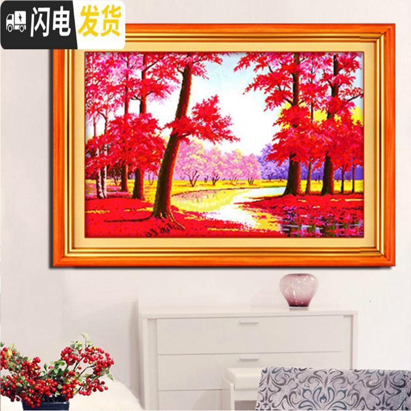 三维工匠精准印布鸿运当头十字绣全景半景鸿运高照风景有丝 下图鸿运当头全景210X90生态棉线精准印布(大格4股全绣版高清大图
