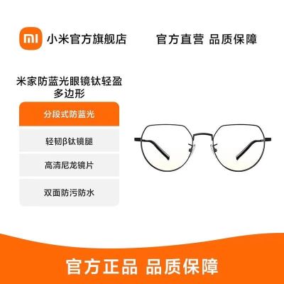 米家防蓝光眼镜 多边形 黑色