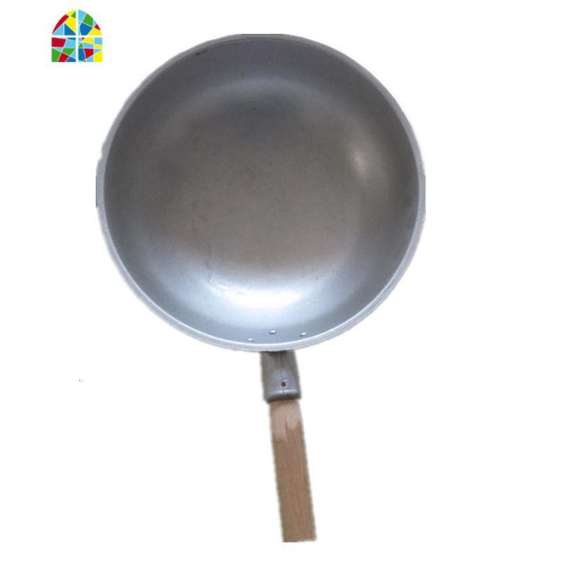 纯铝炒锅铝炒勺老式木头把平底锅不生锈纯铝铸造煎锅加厚尖底2斤 FENGHOU 直径32公分重1公斤平底图片