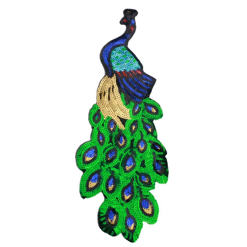 大号亮片孔雀布贴补丁成人diy旗袍衣服装饰刺绣贴花时尚背胶百搭03