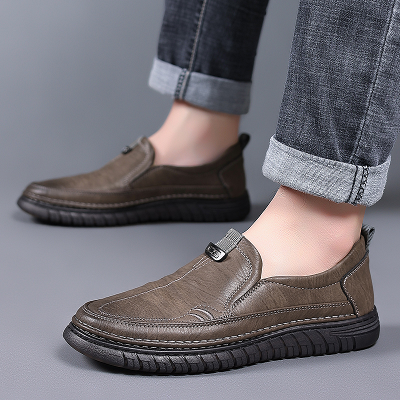 卡森亚男鞋2023新款春秋款男士鞋真皮商务休闲皮鞋男低帮马丁鞋内增高