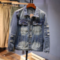 春秋新款牛仔外套男复古时尚潮流翻领夹克衣男士轻奢宽松上衣 4XL（190斤） JK526蓝
