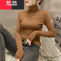 YIBUSHENG莫代尔黑色高领打底衫女春秋洋气内搭长袖T恤修身薄款堆堆领上身 L建议109-121斤) 咖啡色