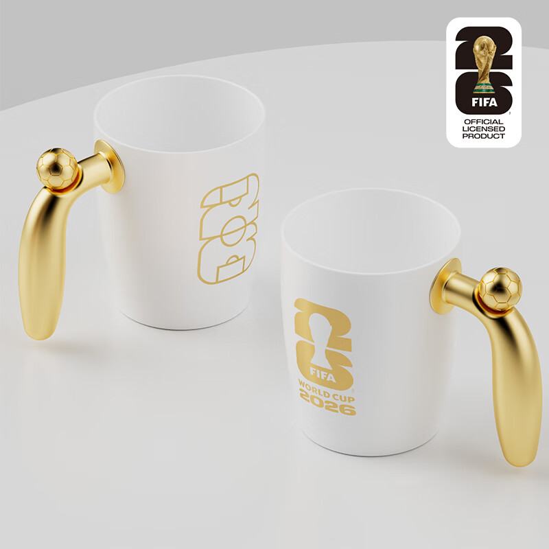 FIFA国际足联美加墨2026世界杯纪念品转动足球马克杯420ml白色正品带防伪码高清大图