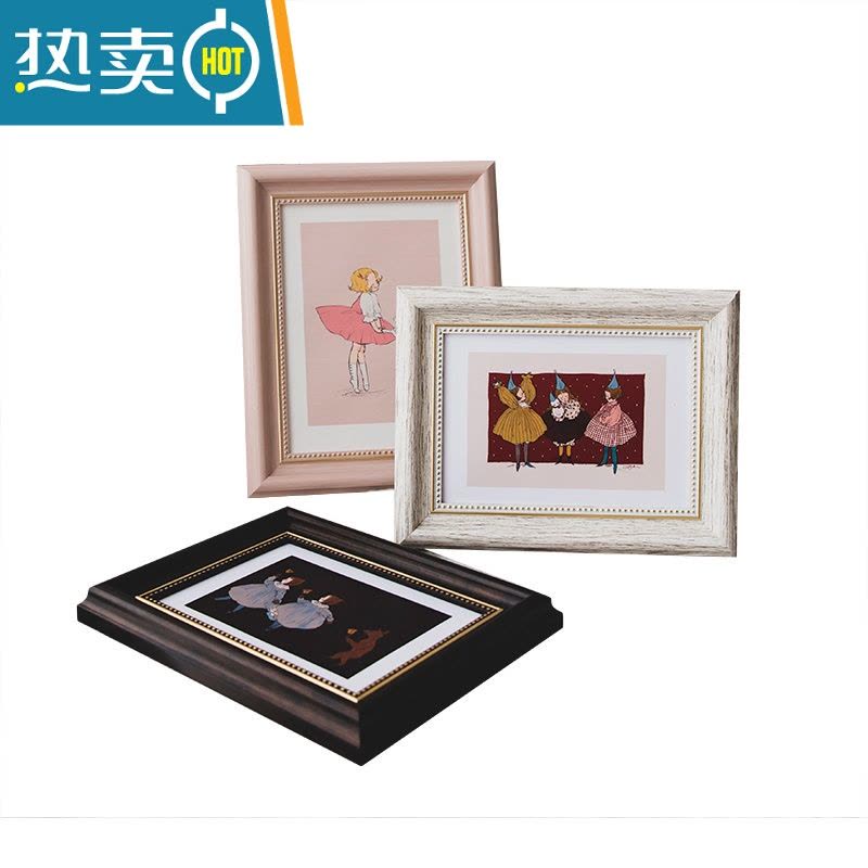 敬平相框摆台美式复古6寸7寸8寸画框挂墙油画棒框照片打印加定制框架 复古咖啡 正方形6寸[内径15.2*15.2]摆桌+图片