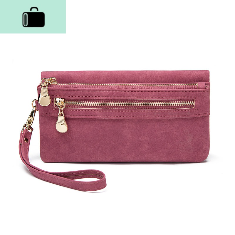 女士钱包女长款2020新款时尚气质简约软皮大气夹子女款手拿包钱夹NEW LAKE 粉色