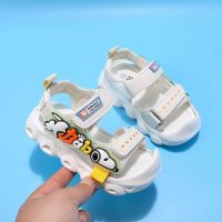 巴布豆儿童包头凉鞋2021夏季新款男女童防踢护脚纠正脚型机能鞋 米白色 A22 21 码/内长约13.5cm
