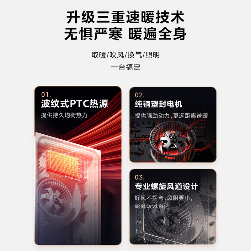 (Midea)美的风暖多功能浴霸灯取暖排气扇照明集成吊顶浴室卫生间暖风机N4