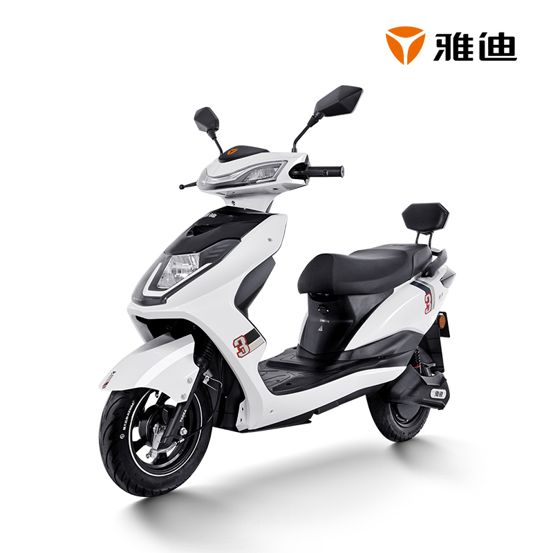 雅迪 新款锐嘉 电动车 铅酸电池60V20AH时尚代步车 电动轻便摩托车 皎月白