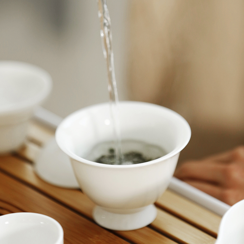尚帝(shangdi)羊脂玉瓷功夫茶具套装德化白瓷整套茶具茶壶茶杯陶瓷盖碗过滤赠送茶盘