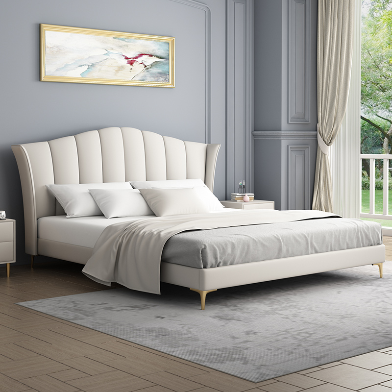 妮曼迪科技布床现代简约主卧18米双人床现代轻奢风床实木婚床布艺床