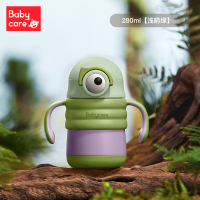 babycare婴儿保温杯儿童水杯不锈钢保温杯带吸管宝宝水杯外出携带 280ml 浅嗬绿