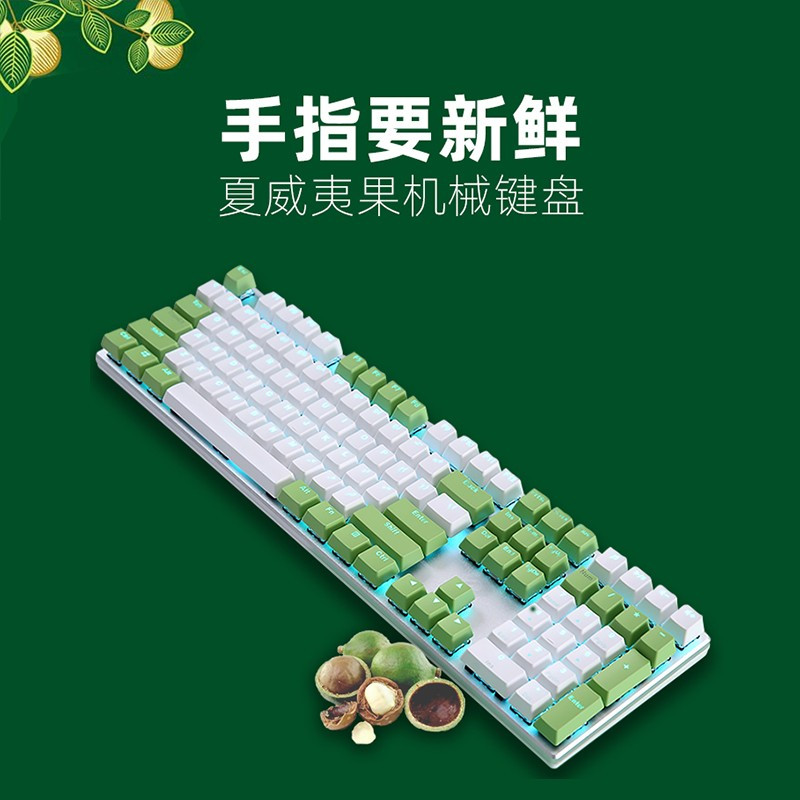 达尔优 EK815机械师机械合金108键双色机械键盘 电竞游戏 家用办公全键无冲 CF吃鸡LOL108键白绿色[茶轴]
