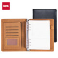得力(deli)25K 100张商务笔记本子活页本工作记事本子日记本皮面本办公用品黑色3151（2个起订）