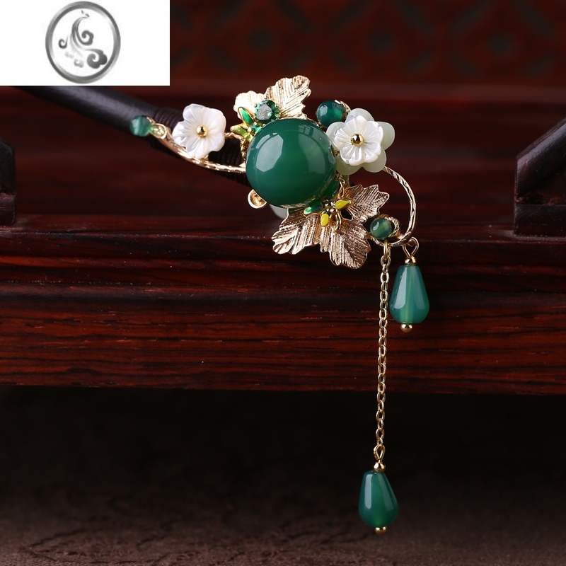 jimi原创设计玛瑙古风发簪简约现代搭配汉服步摇盘发高级感女