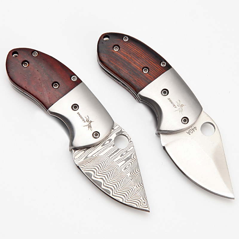 螳螂小装甲刀白钢大马士革高硬度迷你折叠刀高硬度户外求生袖珍小刀