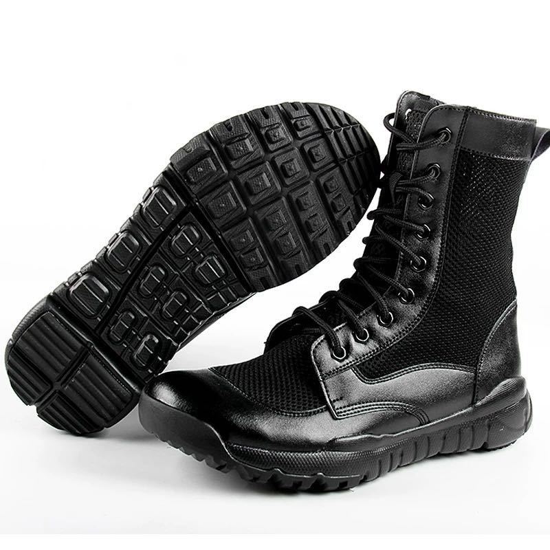 黑色帆布款37春夏季cqb作战靴超轻便透气男军靴保安鞋网眼高帮减震