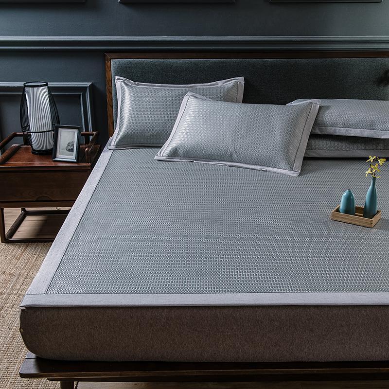 美帮汇夏季藤席冰丝凉席三件套1.8m床笠款可折叠全包空调席子1.5米夏天 格调-绿【标准款】 1.8m（6英尺）床