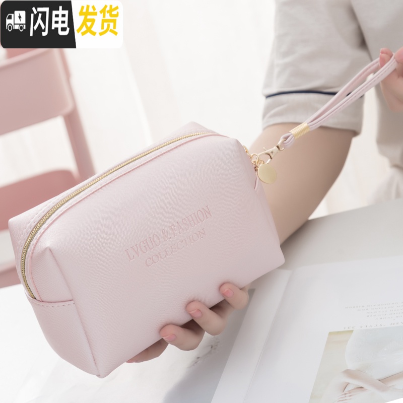 三维工匠网红化妆包便携防水大容量收纳包简约日系少女化妆品手提袋洗漱包高清大图