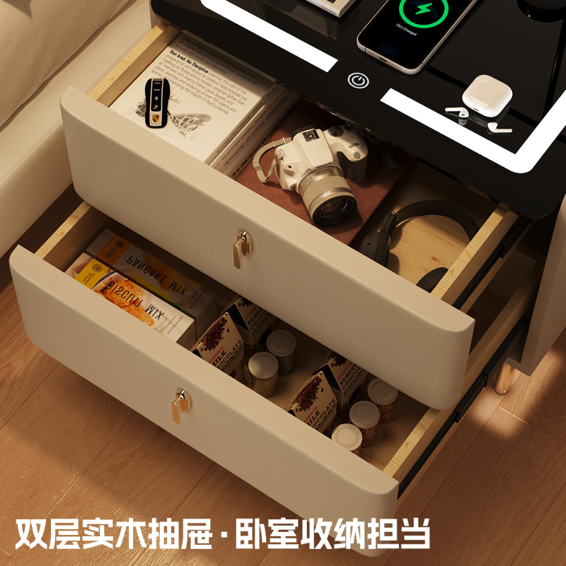 布欧格实木智能床头柜家用高清大图