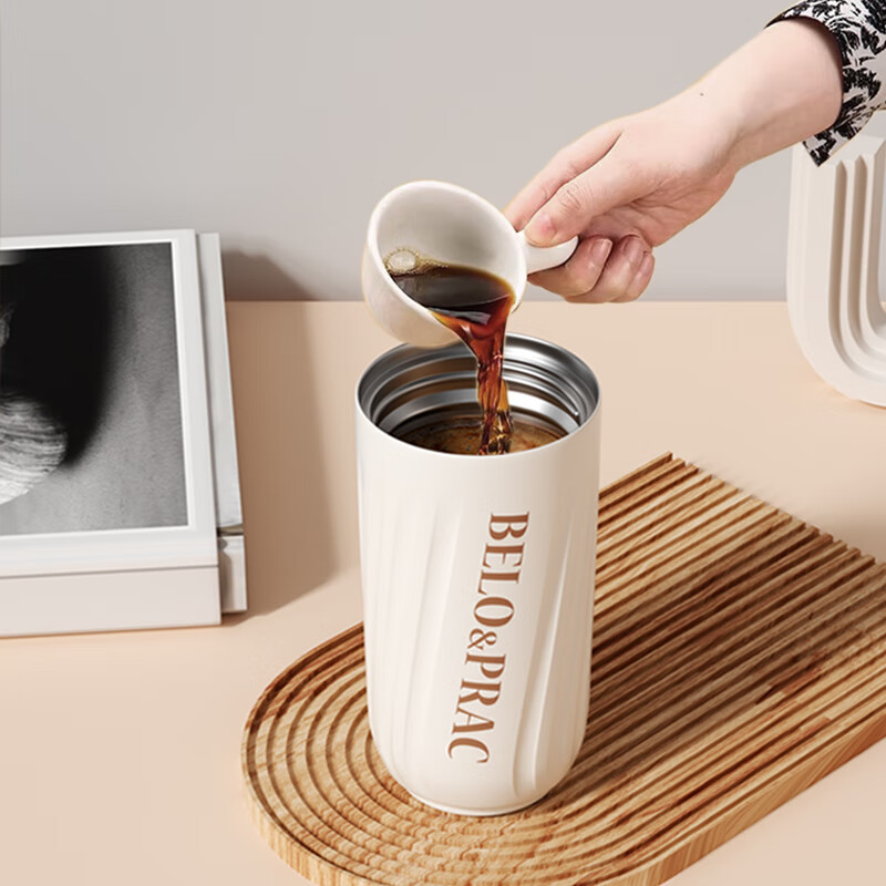 贝洛可 户外便携大容量斜杠青年-时尚咖啡杯 350ml BK229高清大图