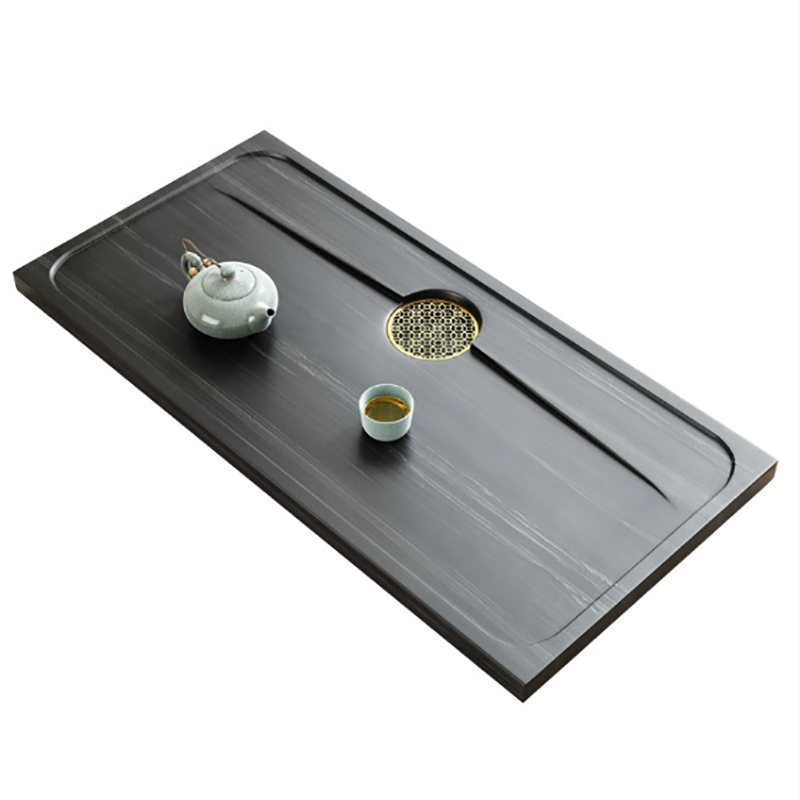 乌金石天然原石抛光面中式茶台排水托盘长60*宽30*厚3CM