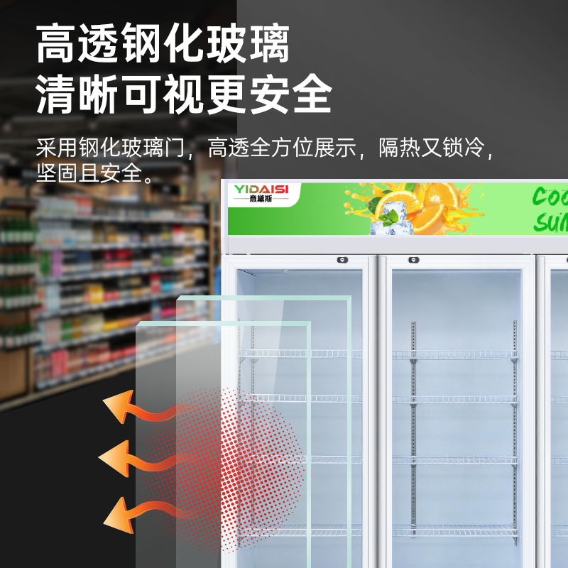 意黛斯(YIDAISI)展示柜冷藏饮料柜商用冰箱立式保鲜柜便利店超市冰柜啤酒冷饮柜 三门款YDS-JSG-1800高清大图