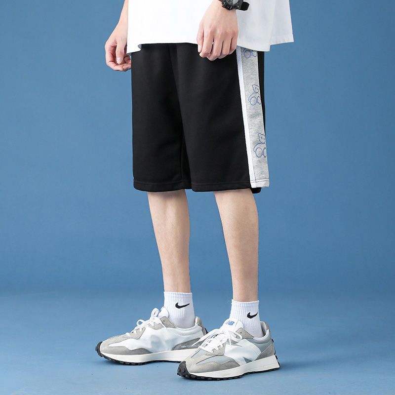 真维斯盐系夏季短裤男韩版百搭简约中裤休闲侧边印花运动五分裤潮