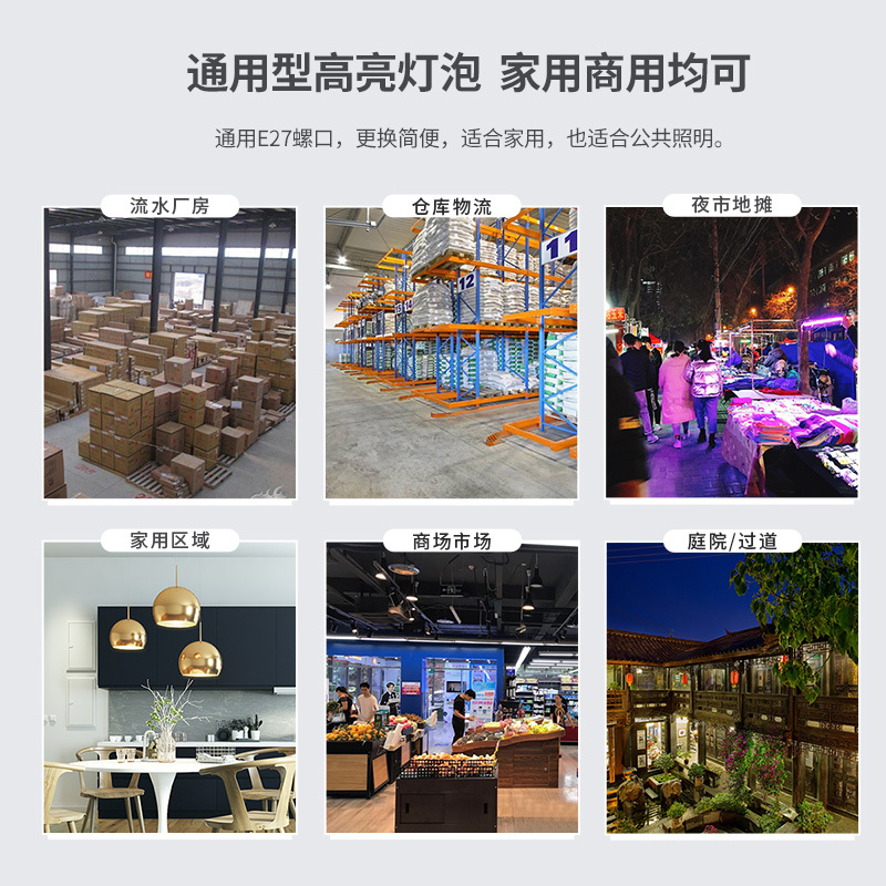 雷士照明led球泡灯E27大螺口球泡夜市摆摊厂房工矿灯大功率灯泡