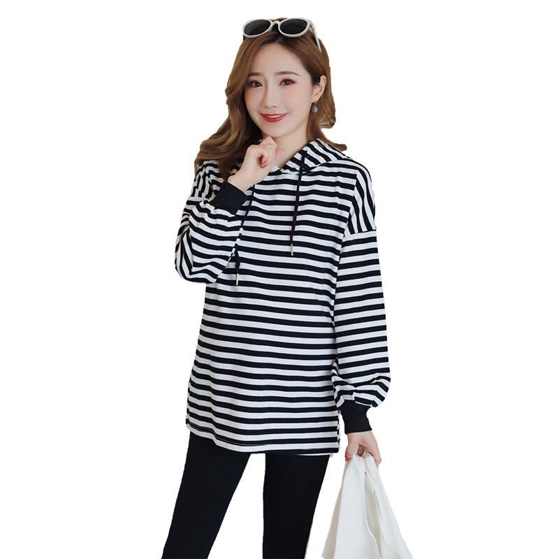 迪鲁奥(DILUAO)儿童乐园孕妇套装秋装时尚长袖条纹T恤潮妈外出休闲韩版春秋季两件套 图片色图片