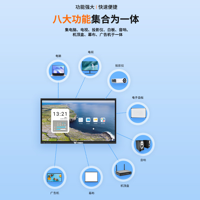 万傲触控 65英寸教学一体机触屏学校多媒体电子白板会议平板一体机壁挂触摸一体机信息视窗触控显示器触控一体机高清显示屏