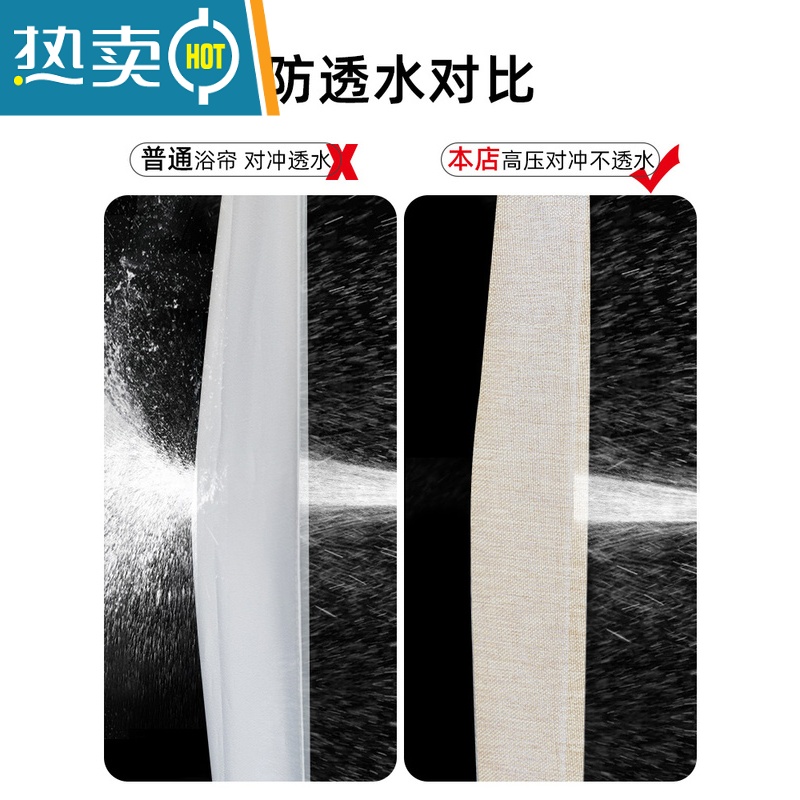 XIANCAI浴帘套装卫生间干湿分离免打孔磁吸防水布隔断帘浴室洗澡帘子高清大图