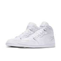耐克NIKE 官方Air Jordan1 MID AJ1 男子女子篮球运动鞋慢跑步鞋休闲透气增高白色中高帮 554724 白色 39码