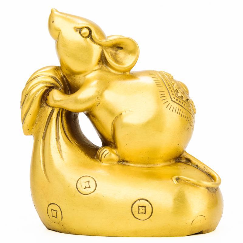 家柏饰(corated)老鼠摆件 铜金袋鼠生肖鼠生日装饰工艺品